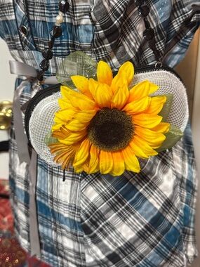 Mini Crossbody Bag with Yellow Sunflower Accent